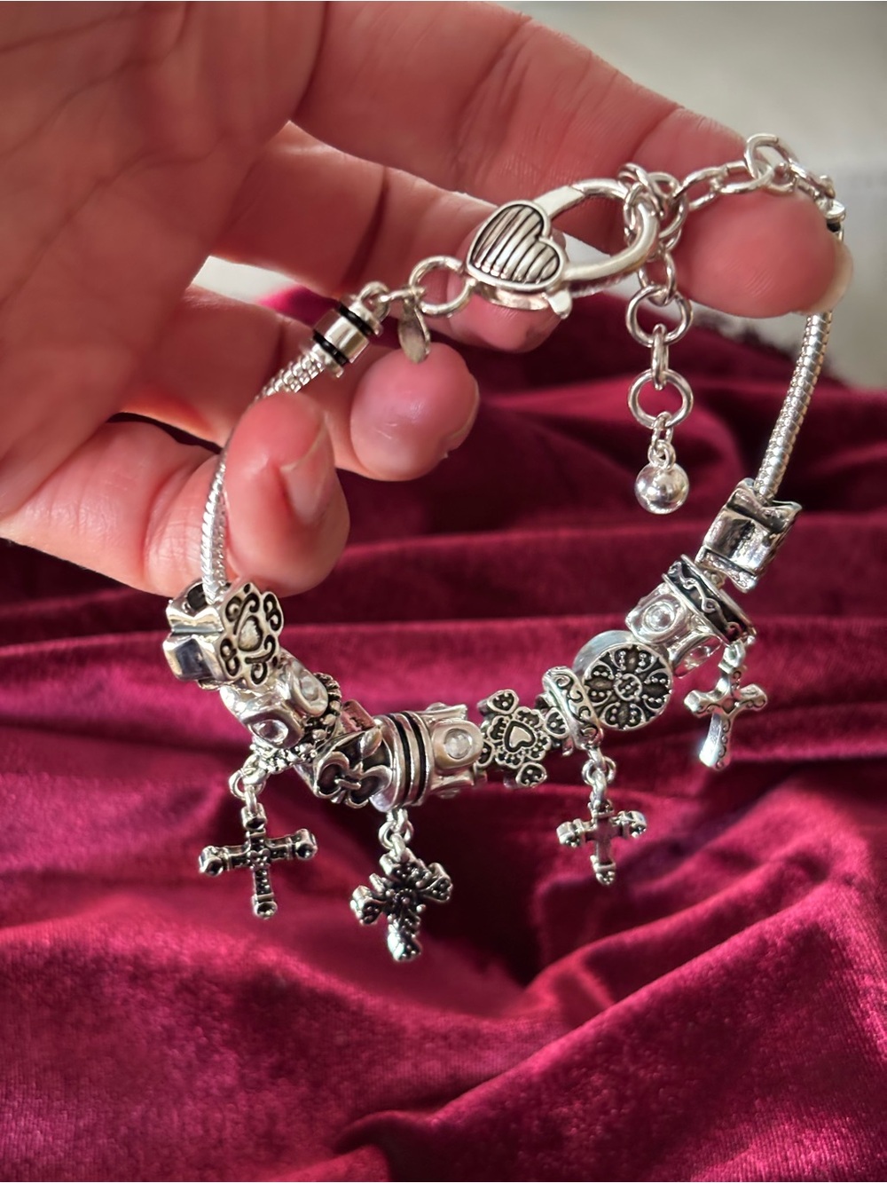 Premier Designs Daily Devotional Silver Plated Cross Charm Bracelet